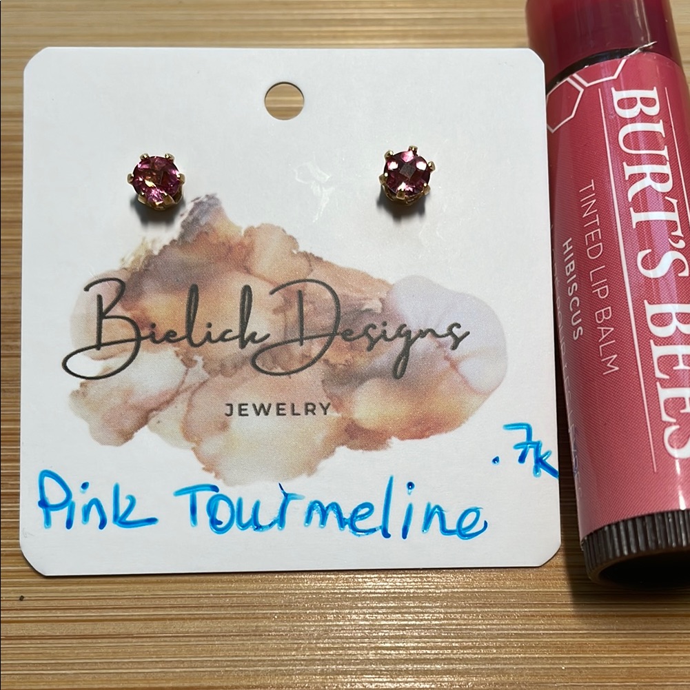 Pink Tourmaline Floral Stud Earrings